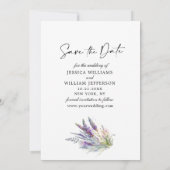 Save The Date Mariage de champ Aquarelle violet Lavande Fleurs (Dos)