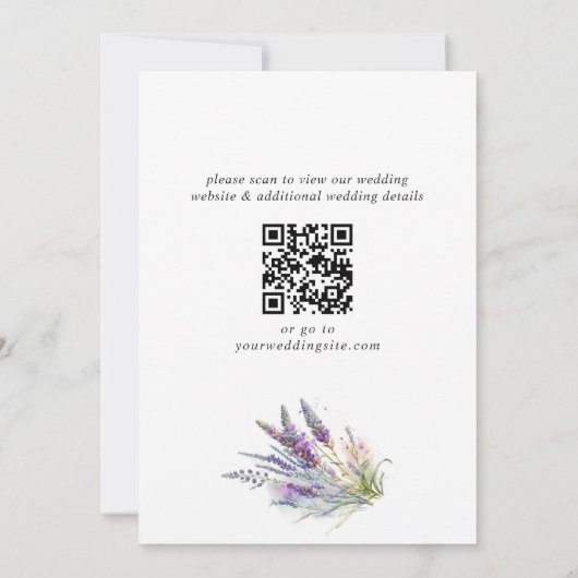 Save The Date Mariage de champ Aquarelle violet Lavande Fleurs (Dos)