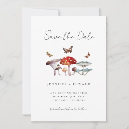 Save The Date Mariage de champignons rustiques Sauvez La Date (Devant)