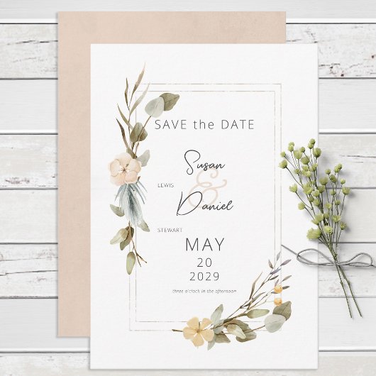 Save The Date Mariage de charpente florale Boho séché
