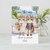 Save The Date Mariage de chat avec mariée et chambre (Debout devant)