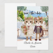 Save The Date Mariage de chat avec mariée et chambre (Devant / Derrière)