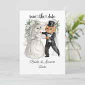 Save The Date Mariage de chat avec mariée et chambre (Debout devant)