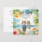 Save The Date Mariage de Chat sur la Plage Thème de Mariage (Devant / Derrière)
