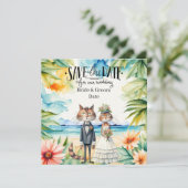 Save The Date Mariage de Chat sur la Plage Thème de Mariage (Debout devant)