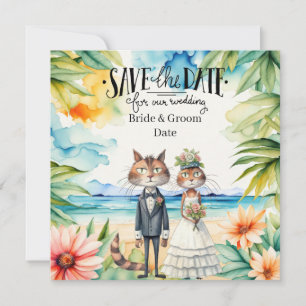 Save The Date Mariage de Chat sur la Plage Thème de Mariage