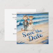 Save The Date Mariage de Chat Thème de Mariage à la Plage (Devant / Derrière)