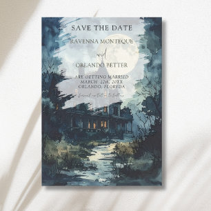 Save The Date Mariage de Château gothique Halloween sous la Lune