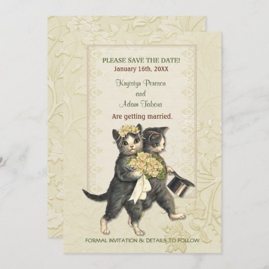 Save The Date Mariage de chats Posh Enregistrer la date (Devant / Derrière)