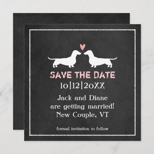 Save The Date Mariage de chiens Dachshunds Sauver la date Tablea (Devant / Derrière)