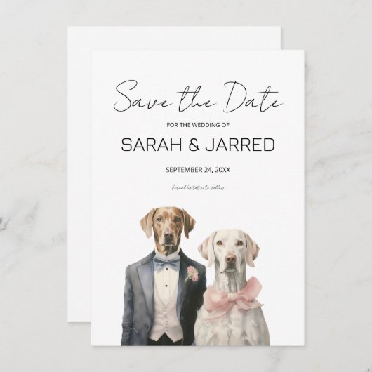 Save The Date Mariage de chiens mariés (Devant / Derrière)