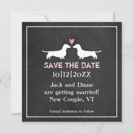 Save The Date Mariage de chiens teckel Sauvegarder la date Ardoi (Devant)