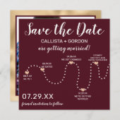 Save The Date Mariage de chronologie simple Gold Burgundy (Devant / Derrière)