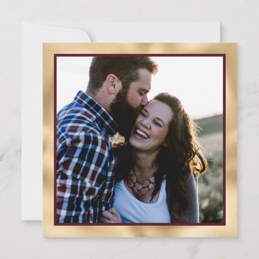 Save The Date Mariage de chronologie simple Gold Burgundy (Dos)