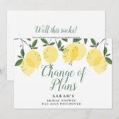 Save The Date Mariage de Citrons Modernes Changement de Plans Ba (Devant / Derrière)