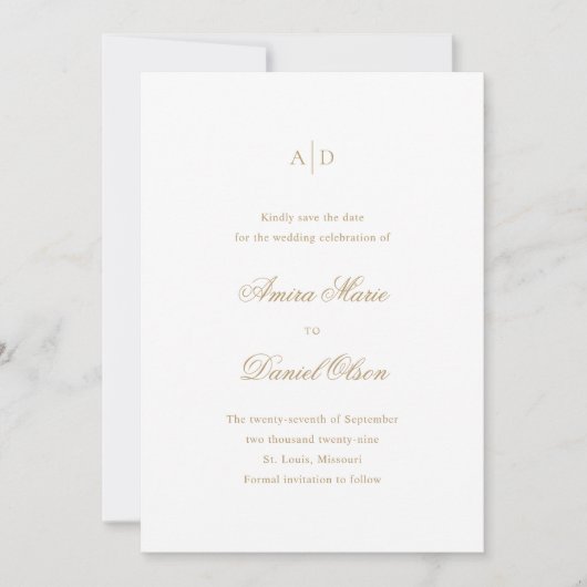 Save The Date Mariage de classe Gold Clean (Devant)