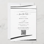 Save The Date Mariage de code QR Abstrait noir moderne (Devant)