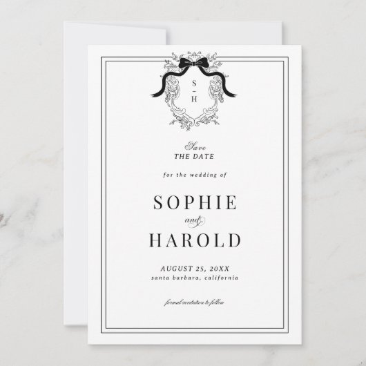 Save The Date Mariage de code QR Coquette Crest (Devant)