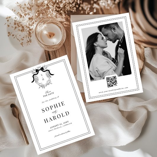 Save The Date Mariage de code QR Coquette Crest