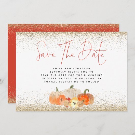 Save The Date Mariage de code QR de Parties scintillant d'or Cit (Devant / Derrière)