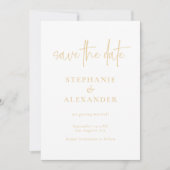 Save The Date Mariage de code QR de script Gold moderne (Devant)