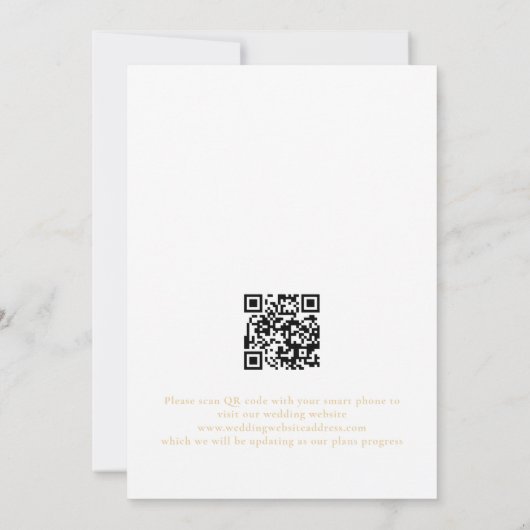 Save The Date Mariage de code QR de script Gold moderne (Dos)