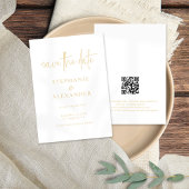 Save The Date Mariage de code QR de script Gold moderne