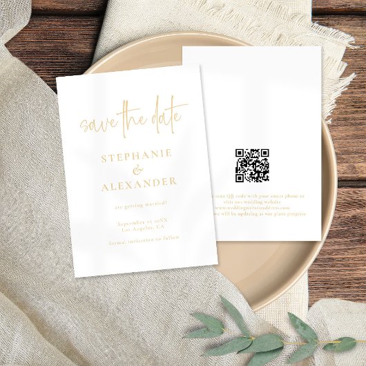 Save The Date Mariage de code QR de script Gold moderne