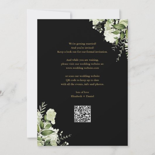 Save The Date Mariage de code QR Floral Black Gold Arch (Dos)
