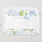 Save The Date Mariage de code QR floral bleu clair moderne (Devant)