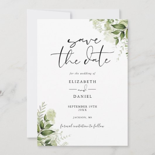 Save The Date Mariage de code QR Floral Rustic Greenery (Devant)