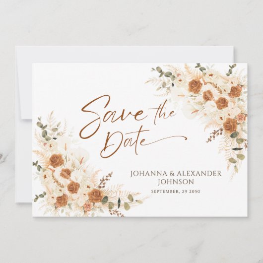 Save The Date Mariage de code QR Floral Terracotta (Devant)