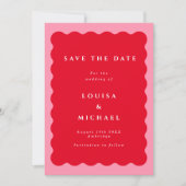 Save The Date Mariage de code QR gras rouge et rose (Devant)
