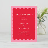 Save The Date Mariage de code QR gras rouge et rose (Debout devant)