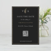 Save The Date Mariage de code QR minimal noir blanc et or (Debout devant)