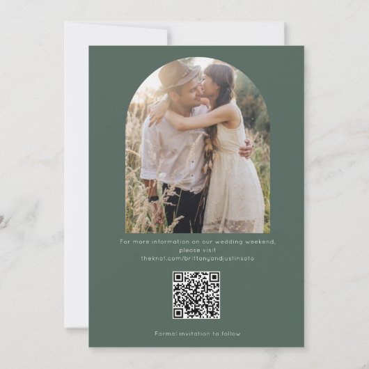 Save The Date Mariage de code QR moderne à deux photos (Dos)
