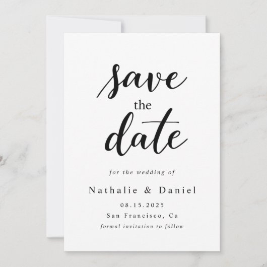 Save The Date Mariage de code QR noir et blanc élégant (Devant)