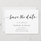 Save The Date Mariage de code QR noir et blanc élégant (Devant)