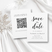 Save The Date Mariage de code QR noir et blanc élégant