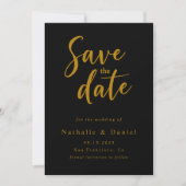 Save The Date Mariage de code QR noir et or élégant (Devant)