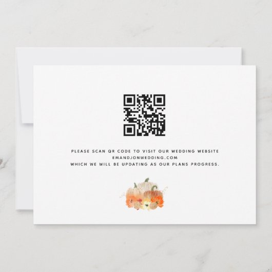 Save The Date Mariage de code QR pour Citrouilles de la Glitteri (Dos)
