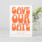 Save The Date Mariage de code QR Super les années 70 clair orang (Debout devant)
