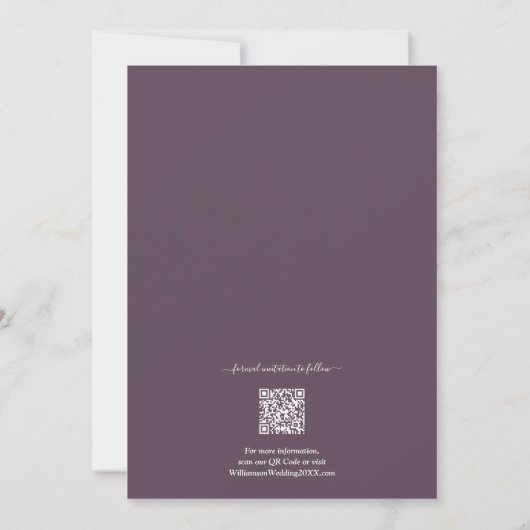 Save The Date Mariage de code QR violet photo (Dos)