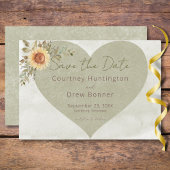 Save The Date Mariage de coeur Soft Sunflower Boho