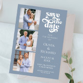 Save The Date Mariage de collection photo bleu Dusty moderne