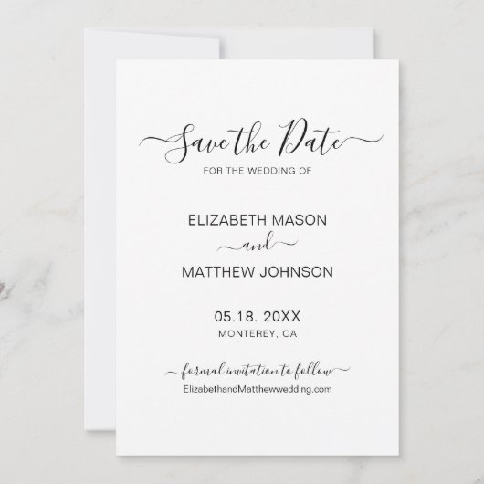 Save The Date Mariage de collection photo de script élégant mode (Dos)