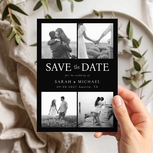 Save The Date Mariage de collection photo noir et blanc moderne