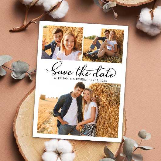 Save The Date Mariage de collection photo Script 3 élégant