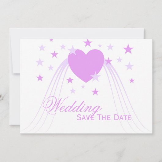 Save The Date Mariage de conception de coeur couleur violet (Devant)