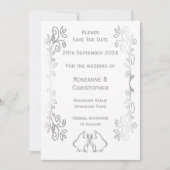 Save The Date Mariage de conception de défilement Silver Bells (Devant)